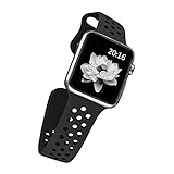 top4cus 42mm Soft Silicone Replacement Sport Strap iWatch Band for Apple Watch 42mm Edition & Sport & Apple watch NIKE Series 1 and Series 2 - Small/Medium - Nike Special Black