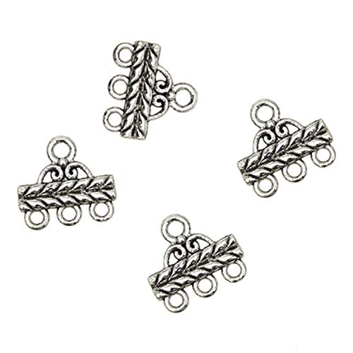 Monrocco 50pcs 3 Strand Slide Lock Clasp for Connector Jewelry Findings Necklace Multilayer Clasp with 15mm 3 Hole.