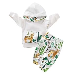 Tabpole Pasgeboren babykleding pak Forest Cheetah Print Hoodie Top Broek Outfits Set