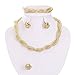 MOOCHI Africa Style Gold Plated Necklace Earrings Bracelet Ring Jewelry Set (Golden)