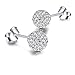 RIVERTREE 925 Sterling Silver 8mm Pave Crystal Disco ball Earrings Stud Silver for Women Shamballa Inspired Mothers Day Gifts