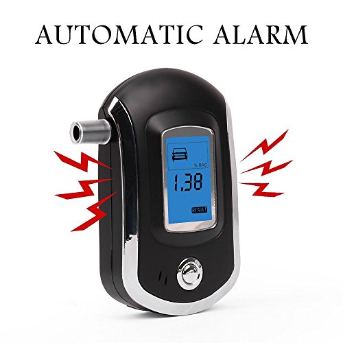 Breathalyzer, Breath Alcohol Tester, Digital Battery Power Alcohol Detector, Portable BAC Tracker with Mini Blow Pipe and LCD Display -Black