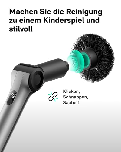 HOTO Flexi Electric Cleaning Brush with LED Display, Adjustable Angle, Extension Handle, IPX7, High Performance Bathroom Cleaning Brush Electric with 8 Interchangeable Brush Heads for Bathroom, Tiles, Floors, Car