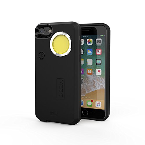 NEBO 6647 CaseBrite - Rugged Phone Case + Powerful 200 Lumen Light - Internal, Rechargeable Battery - For iPhone 7 & 8 - (Black)
