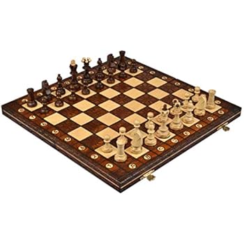 Wegiel Handmade Junior European International Chess Set - 16 Inch Folding Wooden Board & Pieces