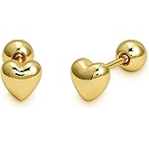 MSCHA HOME Stud Earrings for Women Gold Ball Screw Back 14K Gold Plated Tiny Simple Hypoallergenic Everyday Jewelry