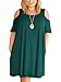 Nemidor Women's Cold Shoulder Plus Size Casual T-shirt Swing Dress With Pockets