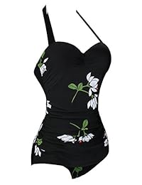Unisweet Traje de baño monokini retro de una pieza (Talla de dama)