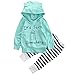 Unisex Baby Clothes Outfit Birthday Outwear Hood Tops Casual Stripes Pants Leggings Set Blue