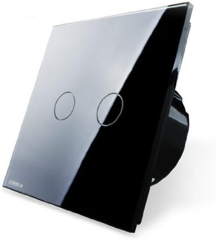 EU Standard,VL-C702- 12,Black Crystal Glass panel, 2 Gangs 1 Way, Wall Light Touch Screen