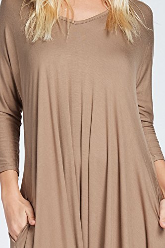 Annabelle Women's Long Sleeve Comfy Harem Jumpsuit Romper with Pockets Taupe Grey XX-Large J8002X