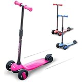 New Bounce 3-Wheel Kick Scooter - Kids Scooter with Adjustable Handelbar - The GoScoot MAX is Perfect for Children and Toddlers, Girls and Boys Ages 2-6 (Pink)