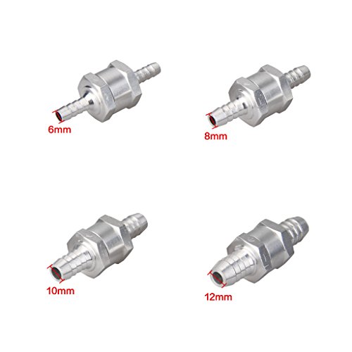 Excelvan 2 Packs 6MM/0.24Inch 1/4” Chrome Aluminium Fuel Non-return One Way Check Valve Oil Petrol Diesel Marine Water - Thumbnail 5