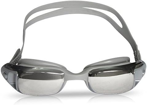 Hontox (TM) Mirrored Swim Goggles, Adjustable Unisex,for Adult men or women, No - Leaking, Anti - Fog, UV - Protection, With Free Protective Case. (silver)