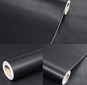 Wallpapers Black Wood Contact Peel and Stick Easy to Clean for Wall Furniture Surface Home Renovation 17.7 Inch by 19.8 Feet Removable