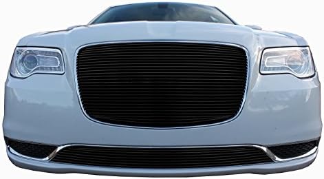 USA Made! Fits 2015-2018 Chrysler 300 and 300C 2PC Gloss Black Overlay Billet Grille Combo Kit