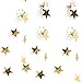 Gold Star Garland Banner Decorations - 156 Feet Bright Gold Paper Garland Hanging Decorations, Glitter Star Bunting Banner for Wedding, Birthday, Holiday, Christmas Party