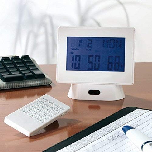 Remote Control Clock - Alarm - Calculator - Weather - Date, White Large LCD - Brand New