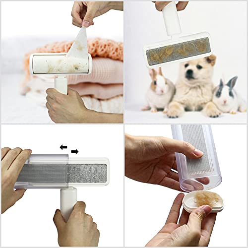 2 in 1 Lint Rollers Pet Hair Remover for Dog Cat Hair Removal, 180 Sheets/3 Refills, with High Density Lint Brush Remover for Couch, Clothes and Carpet, Double Side Multifunctional Pet Hair Remover
