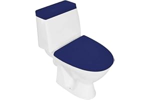 AZHCHKE Toilet Lid Set, Two-Piece Cover, Washable, Spandex, Fits Most, Navy Blue