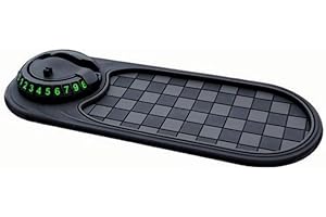 BOOMY LINS Multifunction Car Anti-Slip Mat Auto Universal Phone Holder-Rotatable Car Phone Holder Dashboard Mat,Universal Anti-Slip Pad with Parking Number Sticker, Large Storage for Phones, Glasses, Keys (B1)