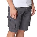 Greatrees Men's Cotton Zipper Multipocket Fitted Cargo Shorts