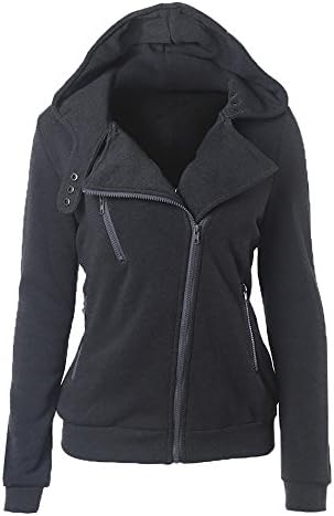 Tianlou Womens Casual Oblique Zipper Hoodie Jacket Coat
