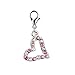 Gorgeous Design Silver Colored Hollow Heart Shaped Clip On Pendant Charm For Bracelets Bangles Studded With Clear And Pink Rhinestones Crystals Gemstones By VAGA