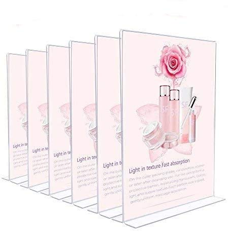 Display4top Acrylic Poster Menu Holder,Acrylic Sign Holder T Shaped Double Sided,Great for Promotions, Restaurants, Photo Frames, Documents & More,6 Pack (A4)