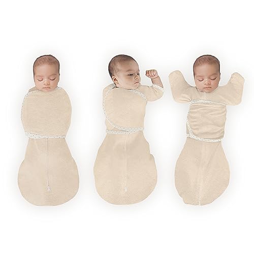 SwaddleDesigns 6-Way Omni Swaddle Sack w/Wrap, Heathered Oatmeal, 12-18 lb