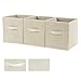 SONGMICS Storage Bins Cubes Baskets Containers with Dual Non-woven Handles for Home Closet Bedroom Drawers Organizers, Flodable, Beige, Set of 6 UROB26M