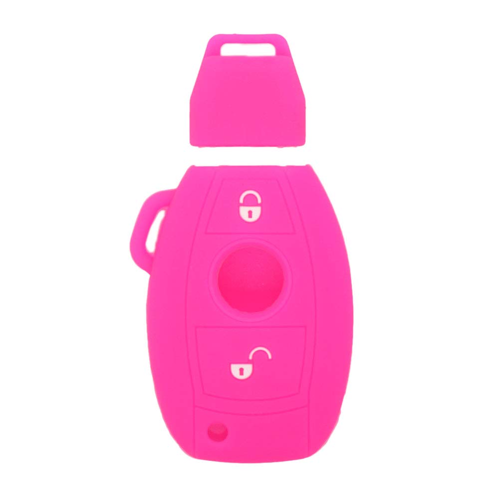 BROVACS Silicone Cover Protector Case Holder Skin Jacket Compatible with MERCEDES BENZ 2 Button Smart Remote Key Fob CV4955 Rose