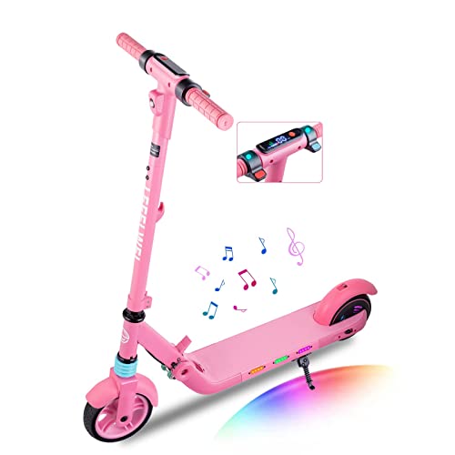 Electric Scooter for Kids Ages 6-12, 150W Motor, 4/7/11 Mph, 60 mins Ride Time, Adjustable Speed, LED Display, Colorful Lights, Electronic Brake, Foldable Kids Electric Scooter