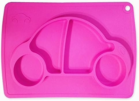 SALE! Pursentials Placemat Baby and Kid-friendly Silicone Pink Car Design Makes Mealtime Fun Fits Most Highchair Trays, Suctions to Surface Nonslip Dishwasher Freezer-safe Conforms to FDA BPA-free