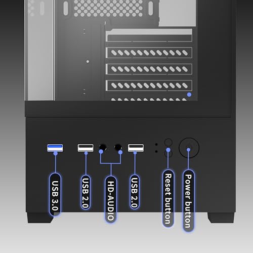 Micro ATX Case, MATX,ITX PC Case with 2 X 120mm ARGB Fan Pre-Installed, Panoramic View Tempered Glass Front & Side Panel, Black