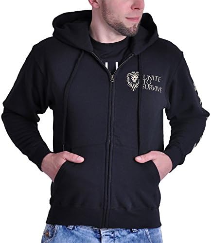 Warcraft Hooded Jacket Movie Alliance Logo Back Print Sleeve Print Black