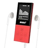 RUIZU X18 Mp3 Player with Bluetooth, Music Player with FM Radio, 100hrs Playback, and 128GB Expandable, Independent Volume Button, Red