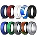 COOLOO Silicone Wedding Ring for Men, 10 Pack Affordable Silicone Rubber Wedding Bands Sturdy Comfortable Rings, Black White Blue Silver Gray