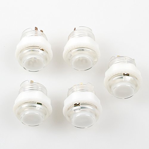 EG Starts 5x 24mm Full Color LED Illuminated Push button Built-in Switch 5V Buttons For Classic Arcade Joystick Games Mame Jamma Raspberry Pi & White