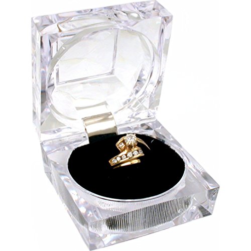 24 Clear Crystal Ring Gift Boxes 1 7/8"