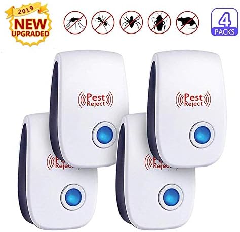 FUMENTON Ultrasonic Pest Repeller, Against Mosquito, Cockroach, Mice, Rodents, Spiders, Flies, Ants, Fleas,Non-toxic Eco-Friendly(4 Pack)