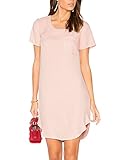 ALLY-MAGIC Women's Tunic Casual Plain Simple Short Sleeve T-Shirt Dress