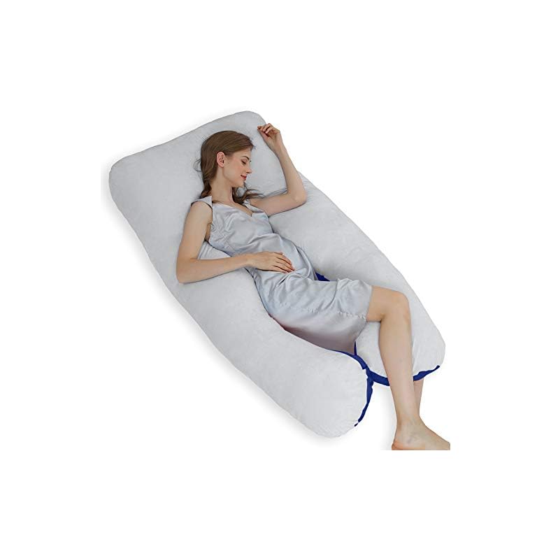 ThinLife Pregnancy Pillow, U-Shape Full Body Maternity Pillow with Velvet Cover – Support Detachable Extension(60Inch…