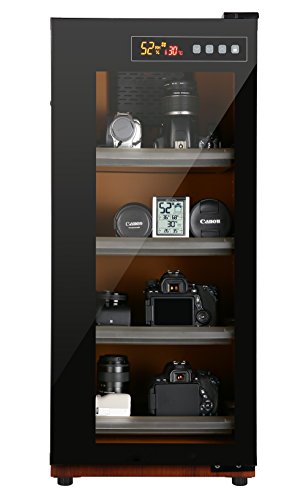 T.A.P Dehumidifying Dry Cabinet Box with USB Charging, Touch Screen Password Access, Woodgrains Surface Design for DSLR Camera Lens & Equipment (70L)