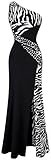 Angel-fashions Women's One Shoulder Zebra Gemstones Splicing Evening Dress