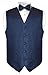Vesuvio Napoli Men's Paisley Design Dress Vest & Bow Tie NAVY BLUE Color BOWTie Set
