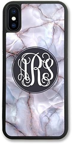 iPhone X Case Purple Pink Marble Design Monogram Monogrammed Personalized - Hard Rubber Case iPhone 10 Case (4.7 inch) by Simply Customized