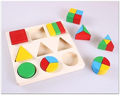 Baby Toys Montessori Wooden Geometric Building Blocks Kid's Educational Gift