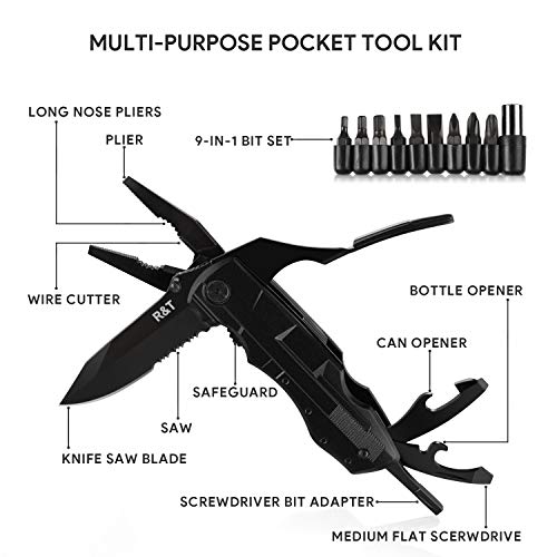 R&T Multitool Plier Pocket Knife Multitools - Multi Plier - Multi-Purpose Folding Pliers Tool with Durable Stainless Steel - with Nylon Sheath - Thumbnail 3