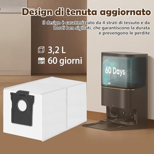 12 Dust Bags for Dreame L10/L40/L50/L40s/L50s/AE/L10s Pro Ultra, L20/X40/X50/Aqua10 Ultra for Mova S70/E30/E40/P50/P50s/Z60 Ultra Vacuum Cleaner, Large Capacity Replacement Bag 3.2L